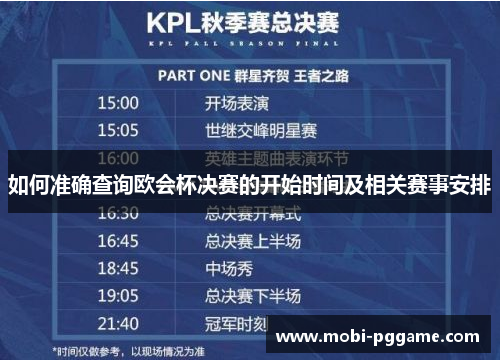 如何准确查询欧会杯决赛的开始时间及相关赛事安排 如何准确查询欧会杯决赛的开始时间及相关赛事安排